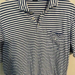 Ralph Lauren Polo Shirt Mens Blue White Striped Pocket Pony Golf Casual large.